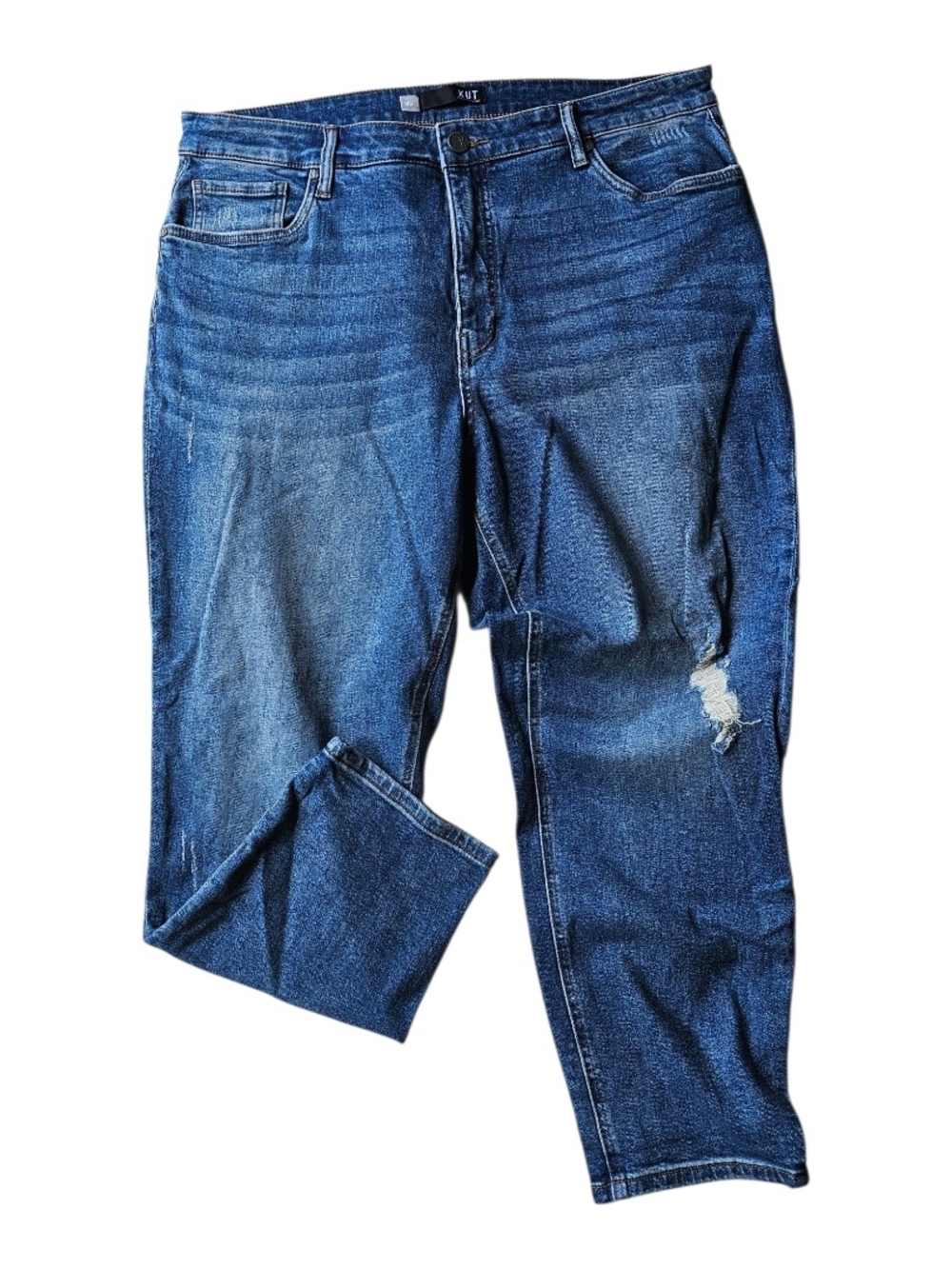 KUT From The Kloth Rachel Mom Jeans 18W Distressed Dark Wash Denim